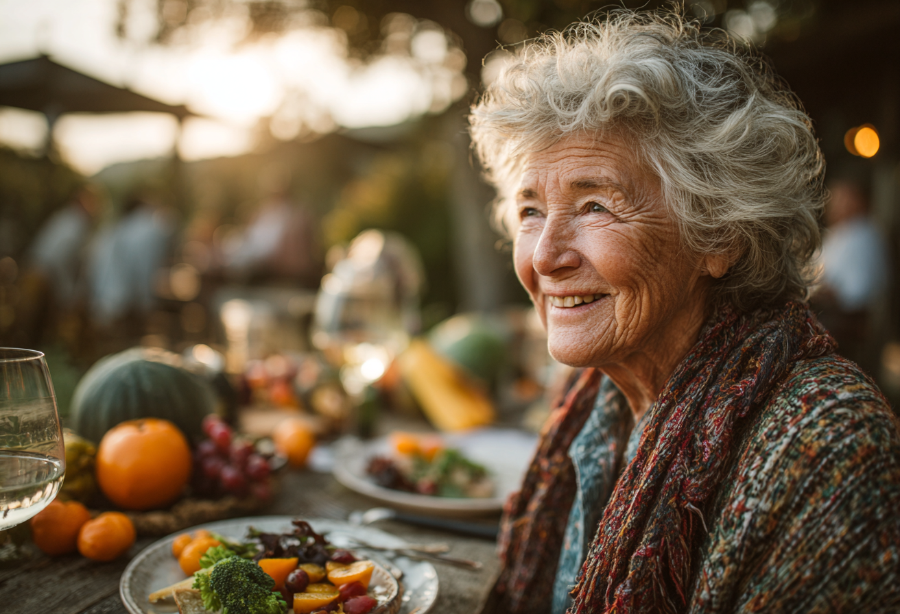 Grup de seniori bucurându-se de o masă sănătoasă